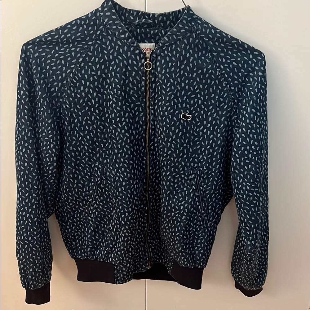 Lacoste Women's Navy and Light Blue Bomber Jacket
